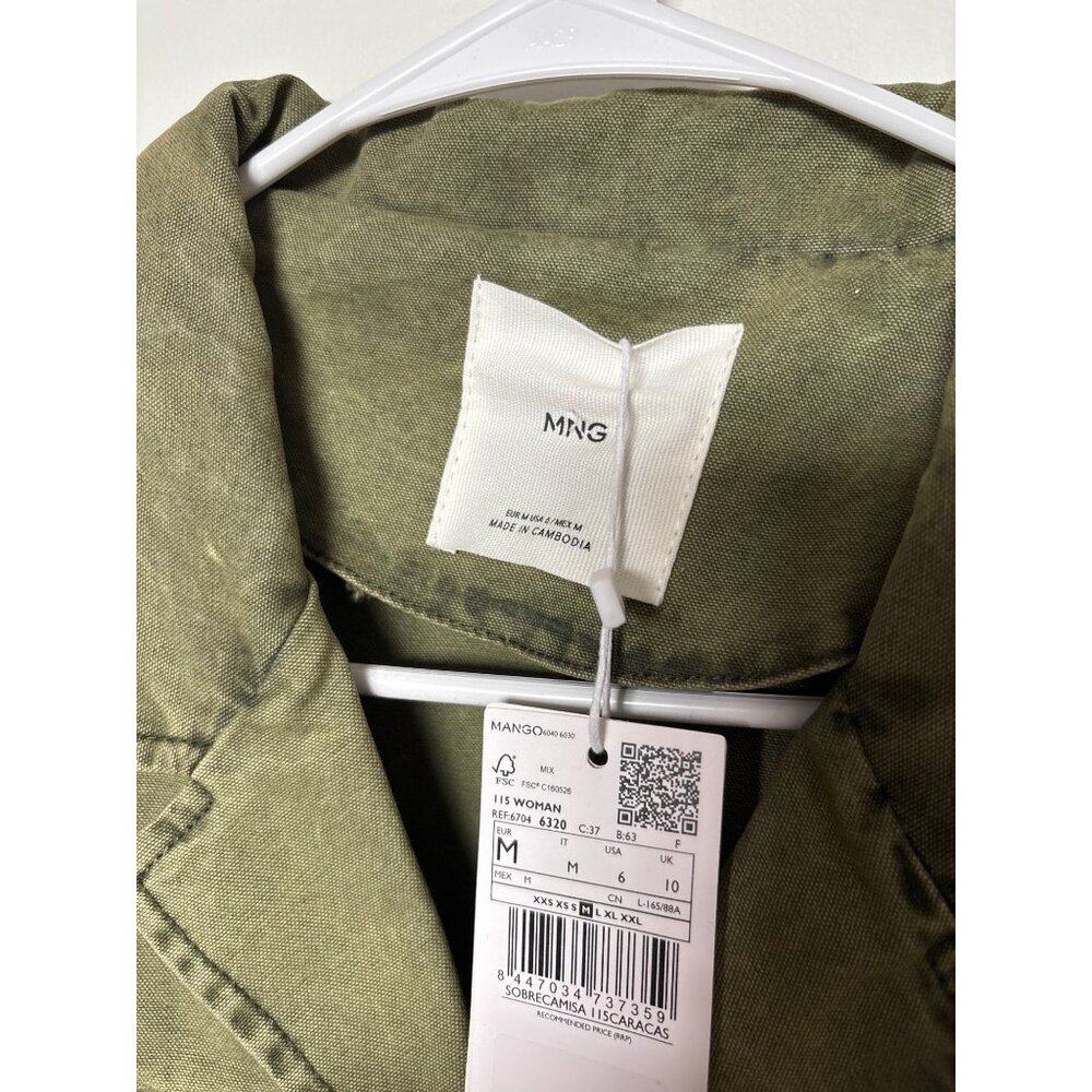 Mango Womens Olive Green Utility Jacket With Pockets, new with tags, Size M - Picture 4 of 5